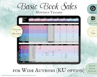 Monthly Book Sales Tracker for Wide Authors (Customizable with KU Option)