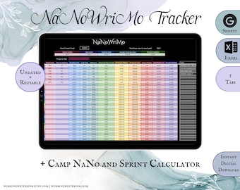 NaNoWriMo and Camp NaNo Word Count Tracker with Sprint Calculator