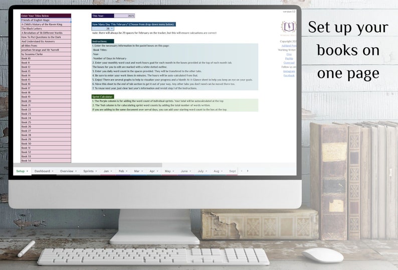 50 Book Word Count Tracker Productivty Tool for Etsy