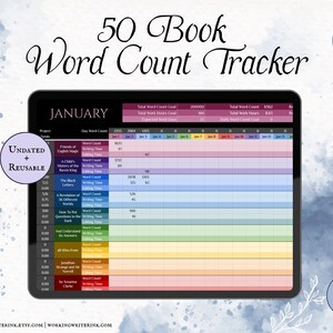 Tracker del conteggio delle parole di 50 libri - Strumento di produttività per autori imprenditori, aziende di scrittura e autori di pubblicazioni rapide
