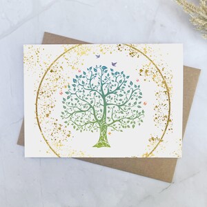 Carte vierge | verte d'arbre | Remerciement vierge | Carte toutes occasions