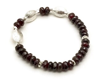 Natural Garnet & Sterling Bracelet, OOAK Neutral Nature Inspired, Classic Boutique, Forever in Style, Timeless and Drop Dead Gorgeous