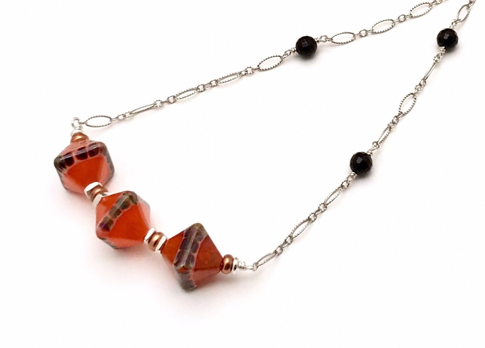 Paprika Designer Lampwork Necklace Fiery Red Orange Black Etsy