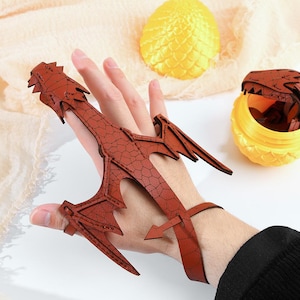 Pulsera de cuero con forma de dragón, mascota de mano de dragón, regalos de Navidad para niños, huevo de dragón, brazalete ajustable con forma de mano de dragón, regalos de cuero.