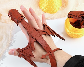 Leather Dragon Bracelet, Hand Dragon Pet, Christmas Gifts For Children, Dragon Egg, Adjustable Dragon Hand Cuff Arm Band, Leather Gifts.