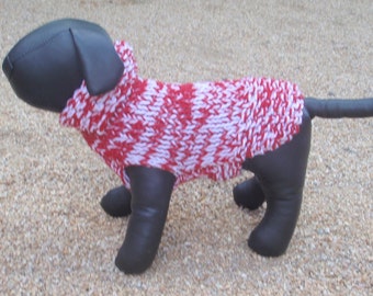 Hand Knit Chihuahua Candy Cane Dog Sweater  xx small