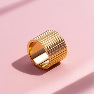 Rigatoni Pasta Ring, Rigatoni Noodle Jewelry, Thick Chunky Ring in Gold ...