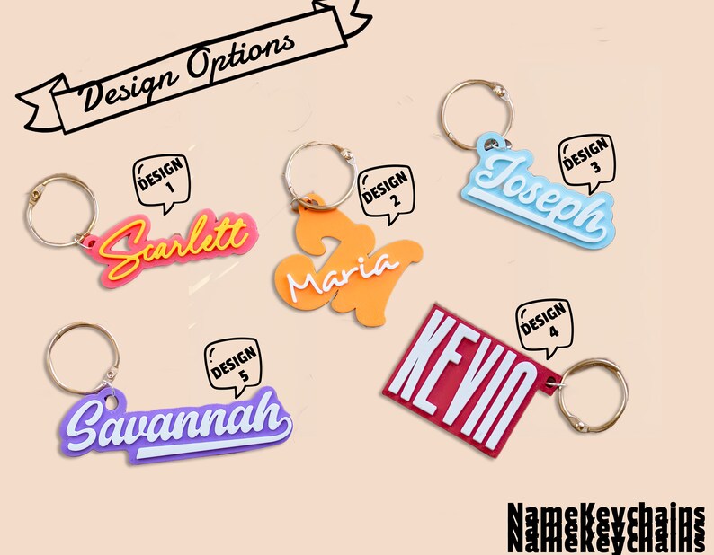 Personalized 3D Printed Name Keychain, Customizable Colorful Keyring ...