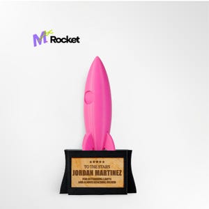 Rocket Trophy, Personalized 3D Printed Trophy, Custom Name Award, Unique Gift for friend, Dad or Mom, Desk Decor, Celebration Trophy