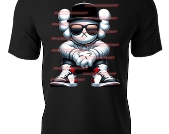 kaws money teddy bear hip hop gaffiti sneakers hustle t-shirt dtf / sublimation image digital download .png