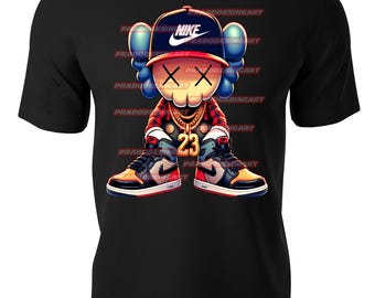 KAWS gangster teddy bear money hip hop gaffiti sneakers hustle t-shirt dtf / sublimation image digital download .png