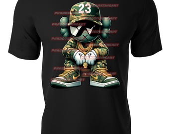 KAWS gangster teddy bear money hip hop gaffiti sneakers hustle t-shirt dtf / sublimation image digital download .png