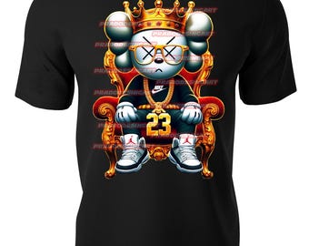 KAWS KING teddy bear money hip hop gaffiti sneakers hustle t-shirt dtf / sublimation image digital download .png