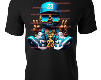 KAWS gangster teddy bear money hip hop gaffiti sneakers hustle t-shirt dtf / sublimation image digital download .png