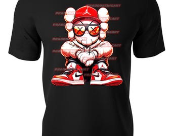 KAWS gangster teddy bear money hip hop gaffiti sneakers hustle t-shirt dtf / sublimation image digital download .png