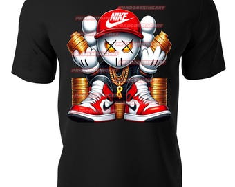 KAWS gangster teddy bear money hip hop gaffiti sneakers hustle t-shirt dtf / sublimation image digital download .png