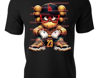 KAWS gangster teddy bear money hip hop gaffiti sneakers hustle t-shirt dtf / sublimation image digital download .png