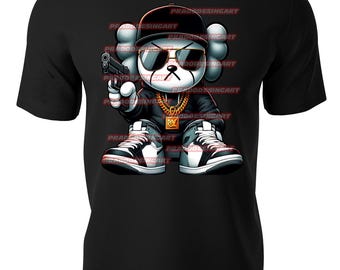 kaws money teddy bear hip hop gaffiti sneakers hustle t-shirt dtf / sublimation image digital download .png