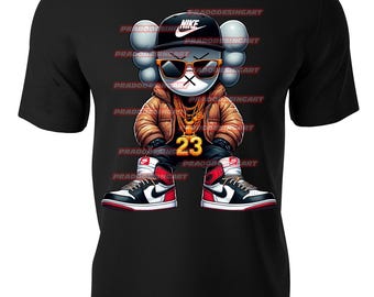 KAWS Gangster Teddybär Geld Hip Hop Gaffiti Sneakers Hustle T-Shirt DTF / Sublimation Bild digitaler Download .png