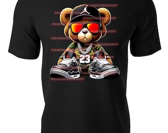 teddy bear kaws money hip hop gaffiti sneakers hustle t-shirt dtf / sublimation image digital download .png