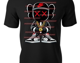 KAWS gangster teddy bear money hip hop gaffiti sneakers hustle t-shirt dtf / sublimation image digital download .png
