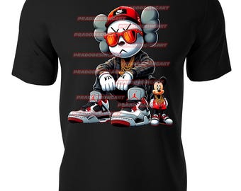 KAWS gangster teddy bear money hip hop gaffiti sneakers hustle t-shirt dtf / sublimation image digital download .png