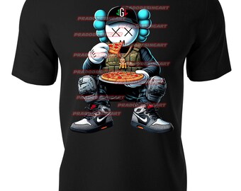 KAWS gangster teddy bear money hip hop gaffiti sneakers hustle t-shirt dtf / sublimation image digital download .png