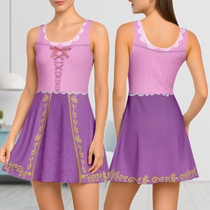 Rapunzel Prinzessin verheddert Skater Kleid, Rapunzel Kostüm Kleid, Prinzessin verheddert Frauen Kleid, Halloween Frauen Kleid, Geschenk für sie