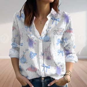 Cinderella Blouse Shirt, Fairy Tale Inspired Linen Look Shirt, Princess Dream Blouse Shirt, Meet Me At Midnight Cinderella Gift