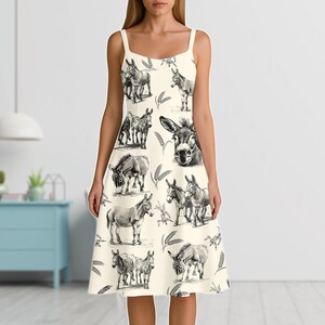 Esel Spaghetti Träger Kleid, Bauernhof Tier Frauen Kleid, Rustikales Landhaus Outfit, Cottagecore Sommerkleid, Tierliebhaber Gif