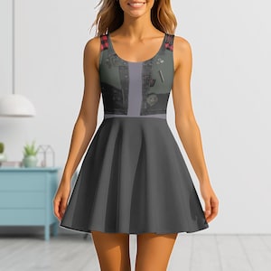 Disney Zed Costume Skater Dress, Zombies 4 Dress Women, Zombies Costume Cosplay Gift, Zombies Zed Cosplay Costume Women Dress