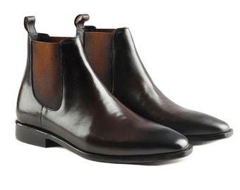 Handmade Black Color Original Calf Leather Stylish Ankle High Chelsea Boots For Men's