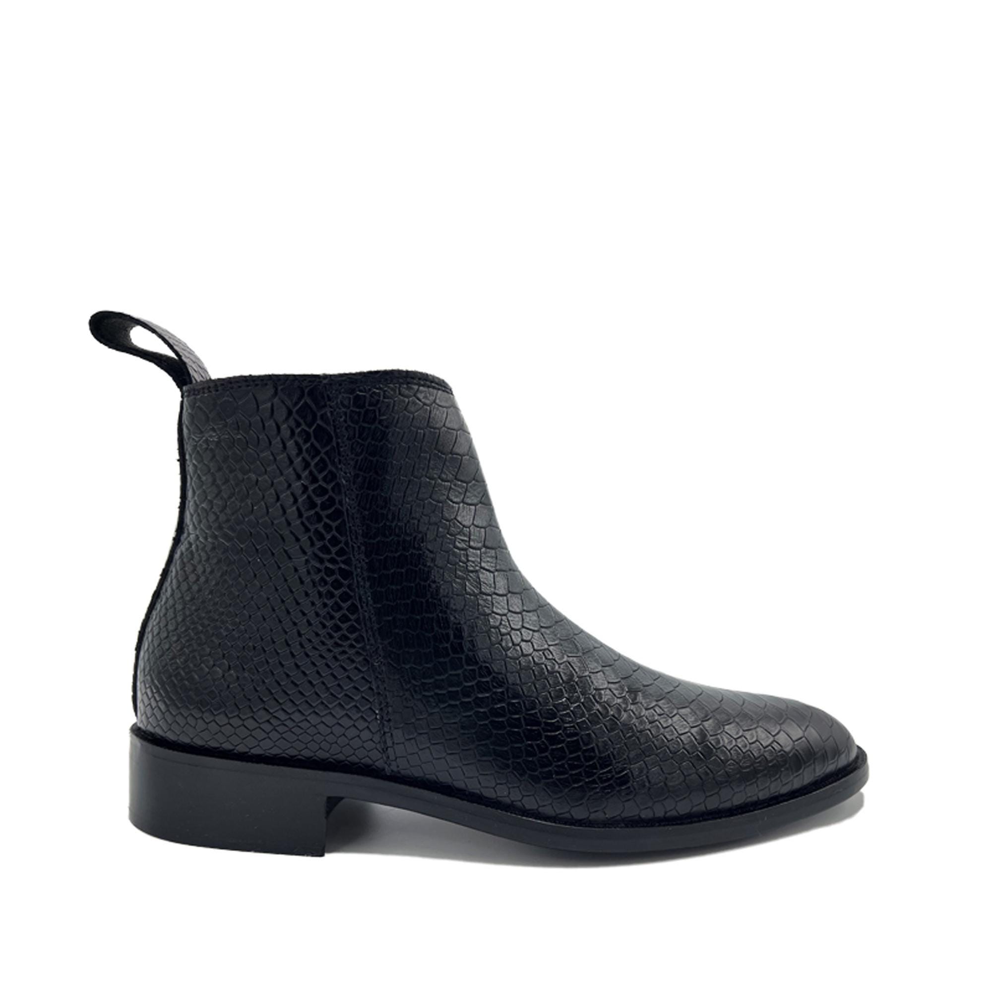 CHELSEA BOOT LUG 30MM IN BLACK CALFSKIN SNAKE SKIN