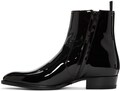 Handmade Black Color Genuine Patent Leather Stylish Side Zipper Boots For Men's product logo
