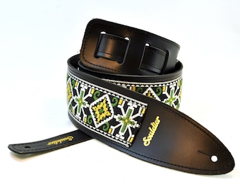 Souldier 'Torpedo' Leather Guitar Strap in San Quentin Green - Personalization Available - FREE SHIPPING