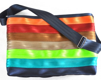 Rainbow Stripe - Recycled Seatbelt Messenger Bag by Souldier