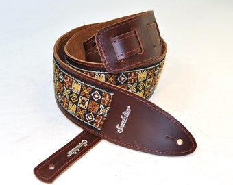 Souldier 'Torpedo' Leather Guitar Strap in Woodstock Gold - Personalization Available - FREE SHIPPING