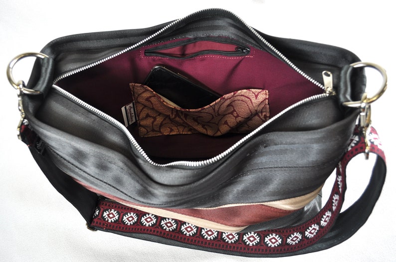 Hawthorne Racing Stripe Recycled Seatbelt Messenger Bag by Etsy