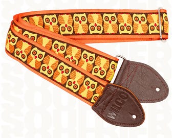 WILCO – Offizieller „Owls“-Gitarrengurt in Braun & Orange – Limitierte Auflage