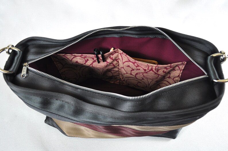 Hawthorne Racing Stripe Recycled Seatbelt Messenger Bag by Etsy