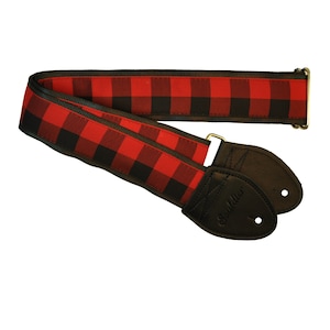 Souldier &#39;Buffalo Plaid&#39; Seatbelt Guitar Strap in Red and Black