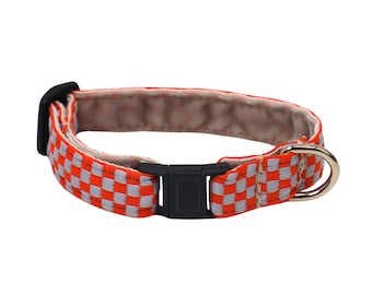 Katzen Halsband verstellbar, verstellbar, 5/8-Zoll, Orange und Grau