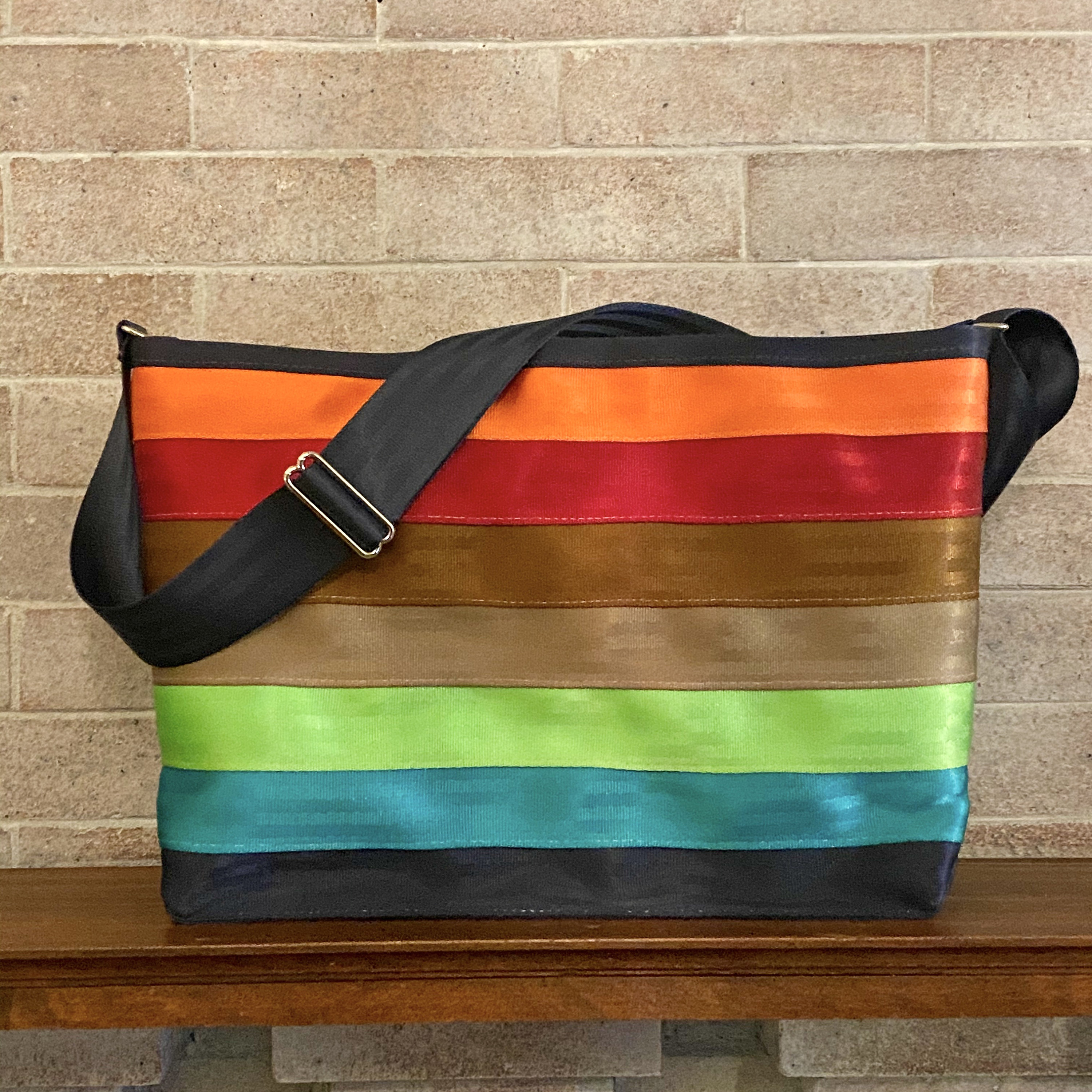 Rainbow Stripe Recycled Seatbelt Messenger Bag by Souldier Etsy