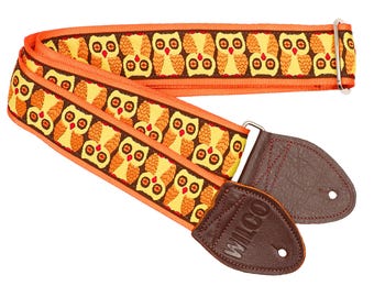 WILCO - Correa de guitarra oficial "Owls" en marrón y naranja - Edición limitada