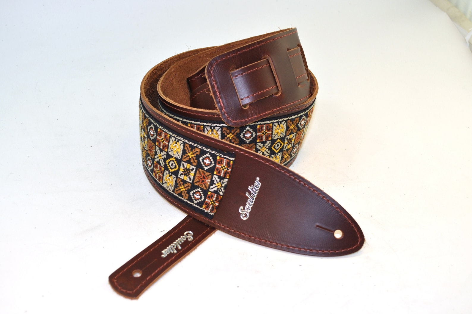 Souldier 'torpedo' Leather Guitar Strap in Woodstock Gold