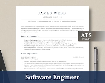 Sauberer Software-Ingenieur Lebenslauf und Anschreiben, ATS-Lebenslauf-Vorlage Word für Software-Entwickler, Informatik, Programmierer, Tech-Lebenslauf