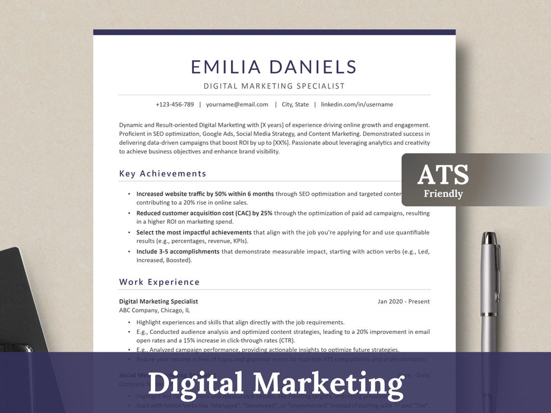 Digital Marketing Resume Template, SEO, Social Media Content ...