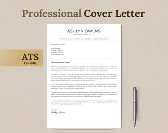 Editable Cover Letter Template: Professional Design, Pre-Written Sample (Word, Digital Download)