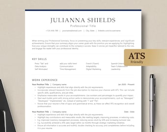 ATS Resume Template, Modern Clean CV, Cover Letter (Word Download)