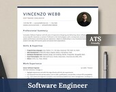 Software Engineer Resume Template: Modern Tech CV with Photo (ATS Word)
